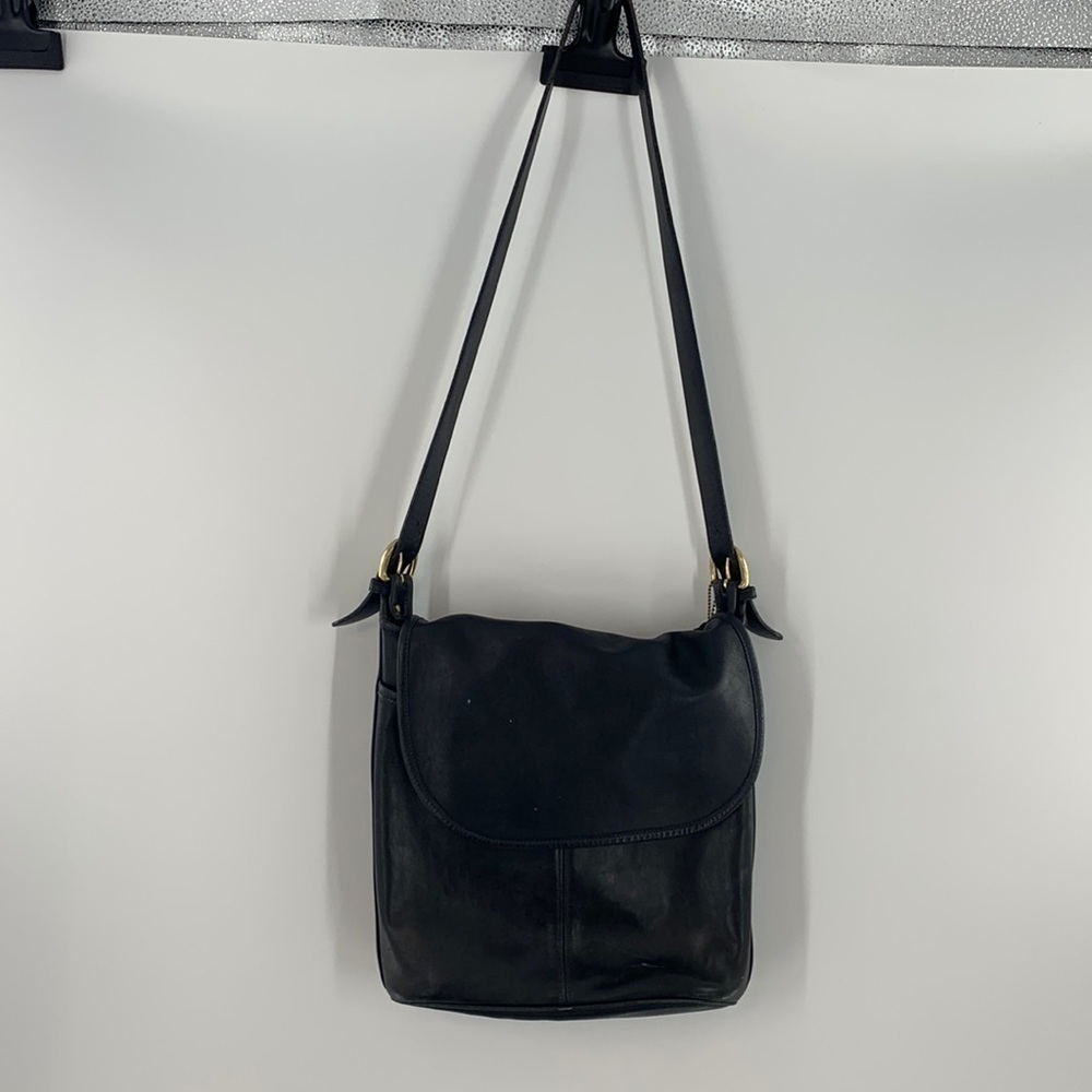 VINTAGE 1994 COACH LONG STRAP LEATHER HANDBAG BLACK SERIAL 0623-336